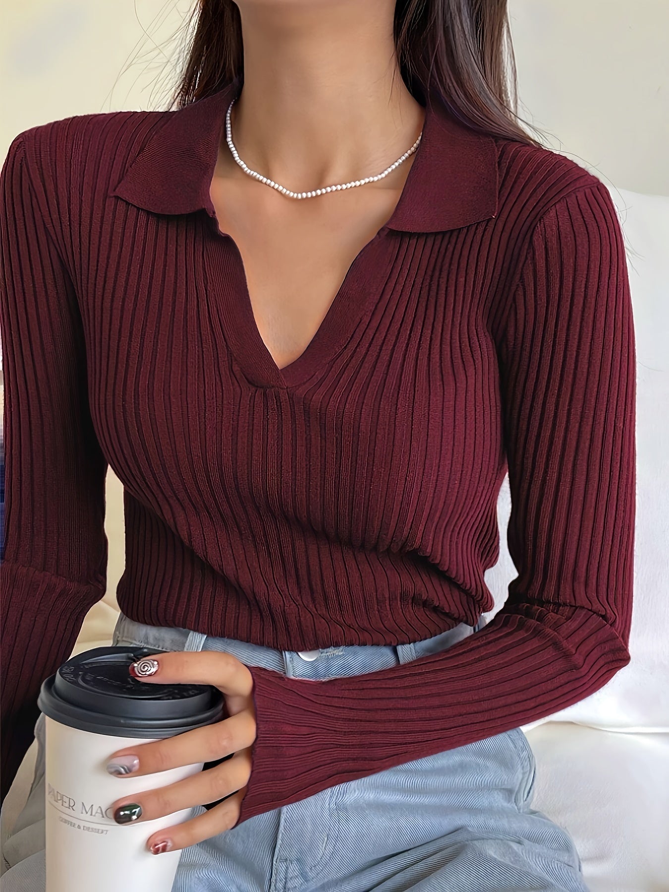 V Neck Pullover Damen