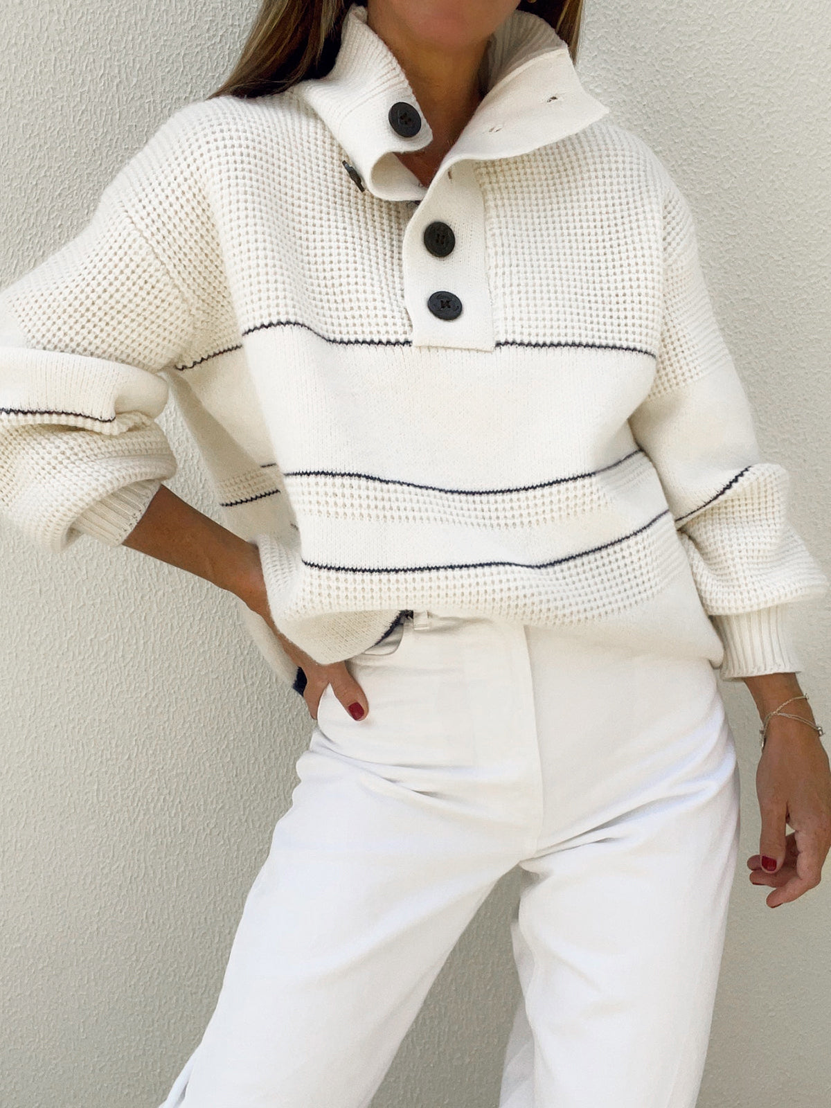 Noa - Casual Dames Sweater Met Knopen