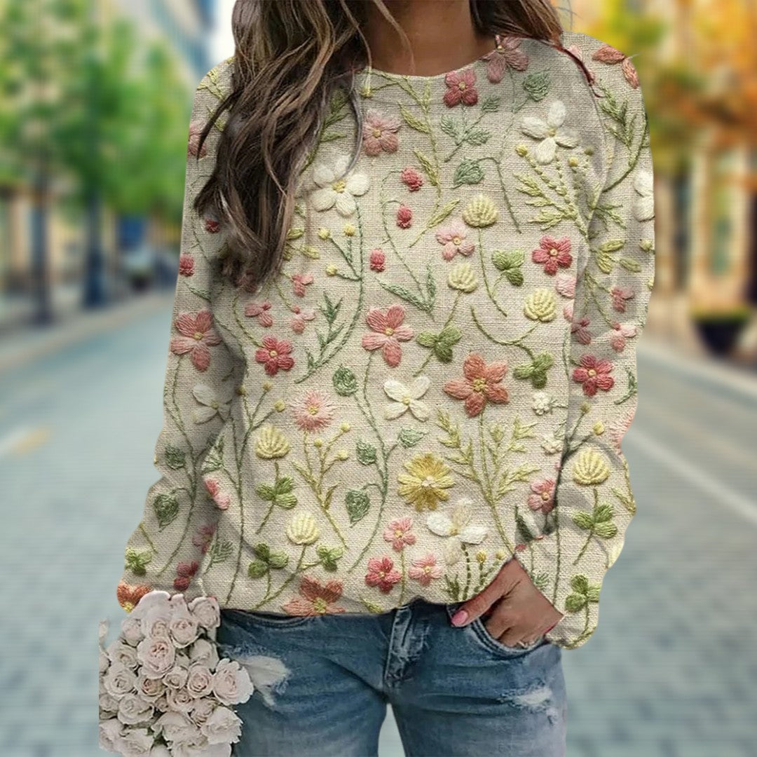 Pullover mit Blumenmuster für Frauen