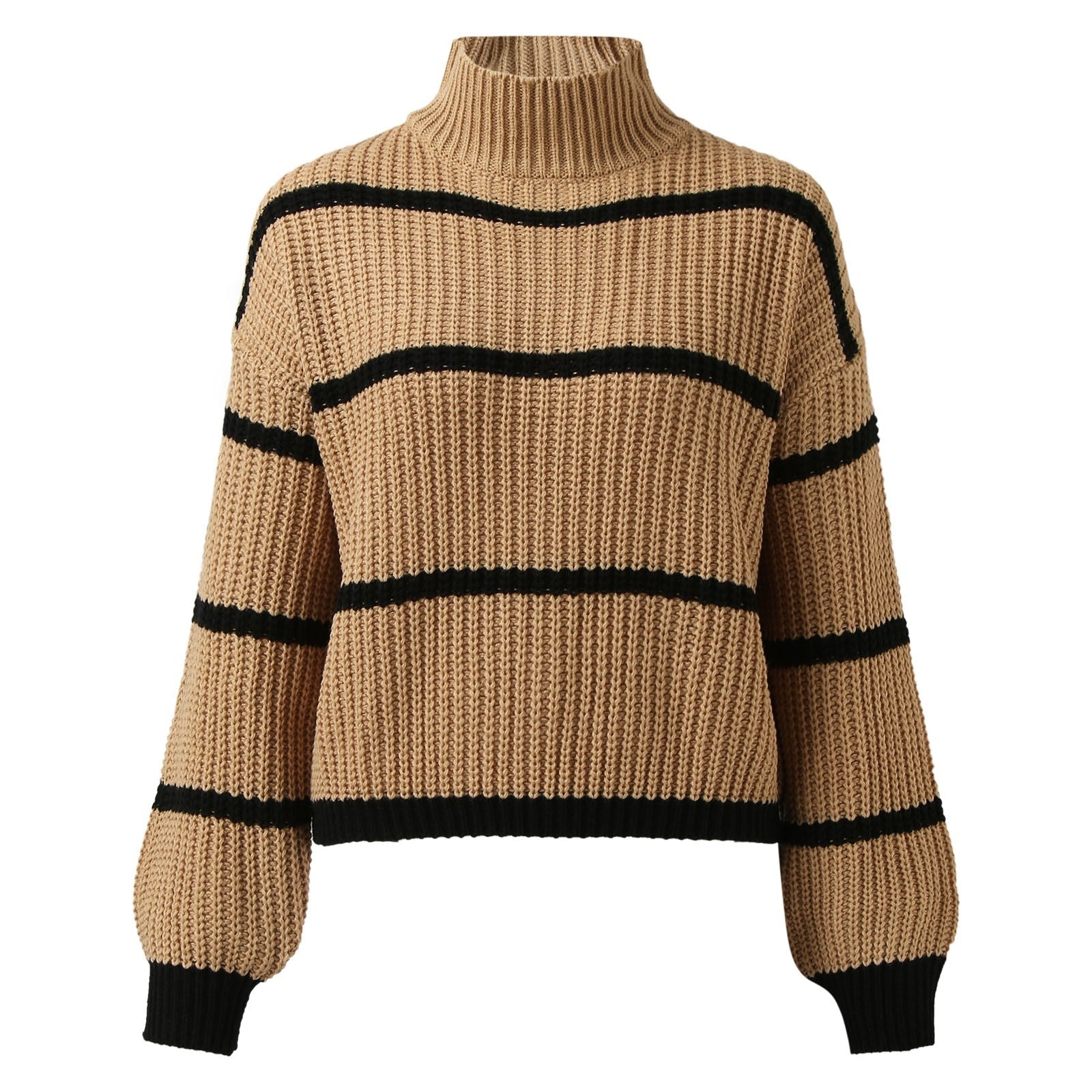 Moderner Damen-Rollkragenpullover mit Streifen