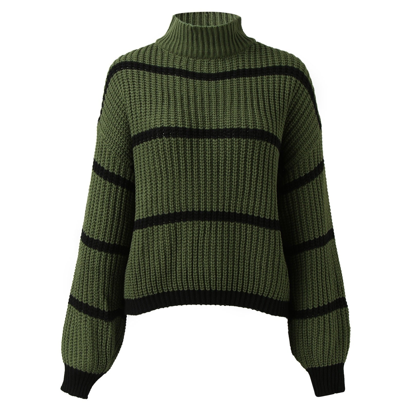 Moderner Damen-Rollkragenpullover mit Streifen