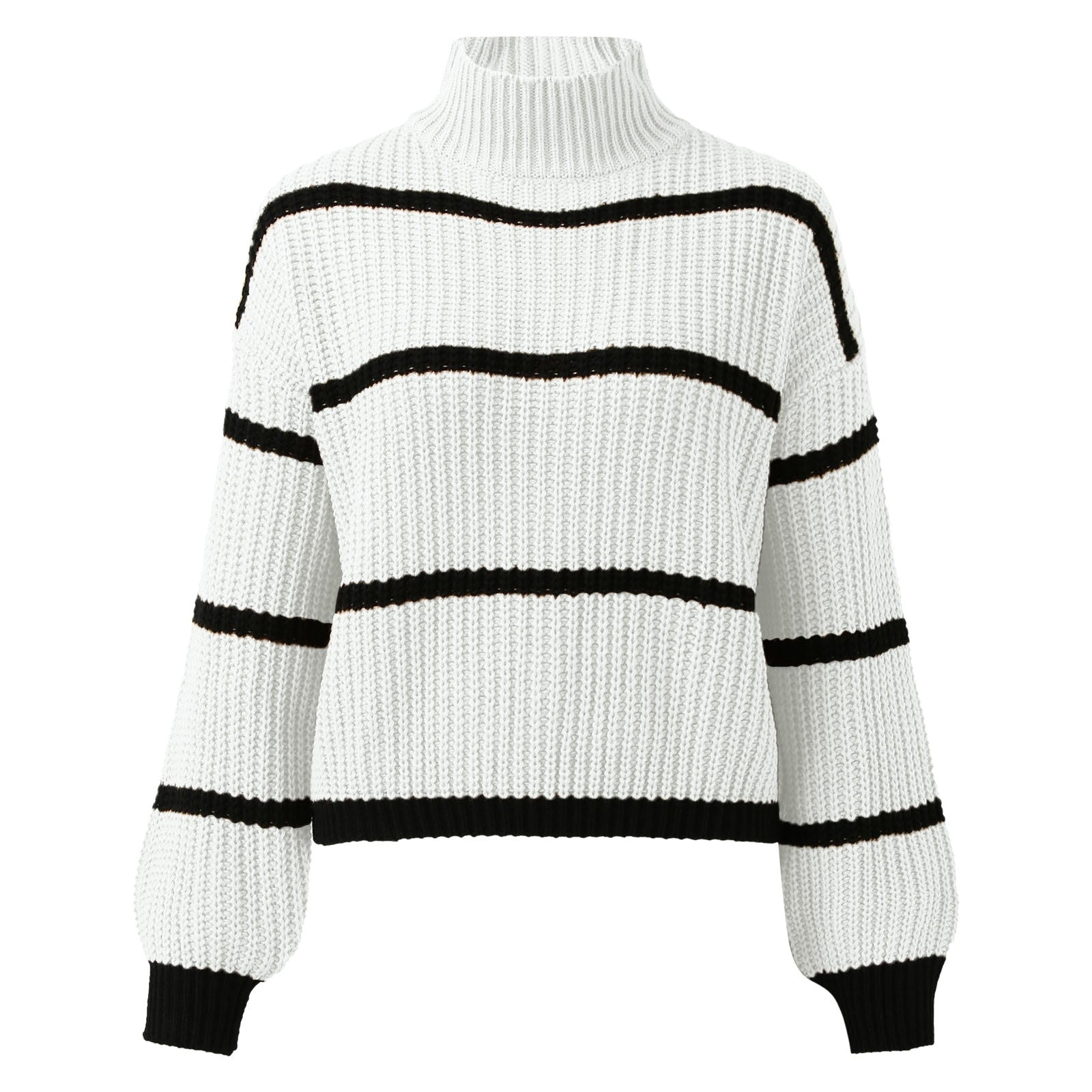 Moderner Damen-Rollkragenpullover mit Streifen